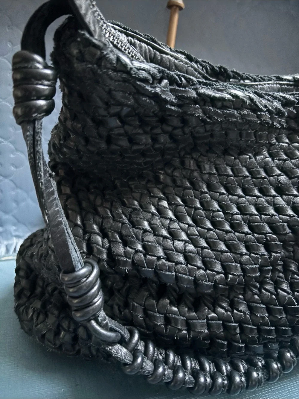 Woven Leather Hobo Bag with weaved handles